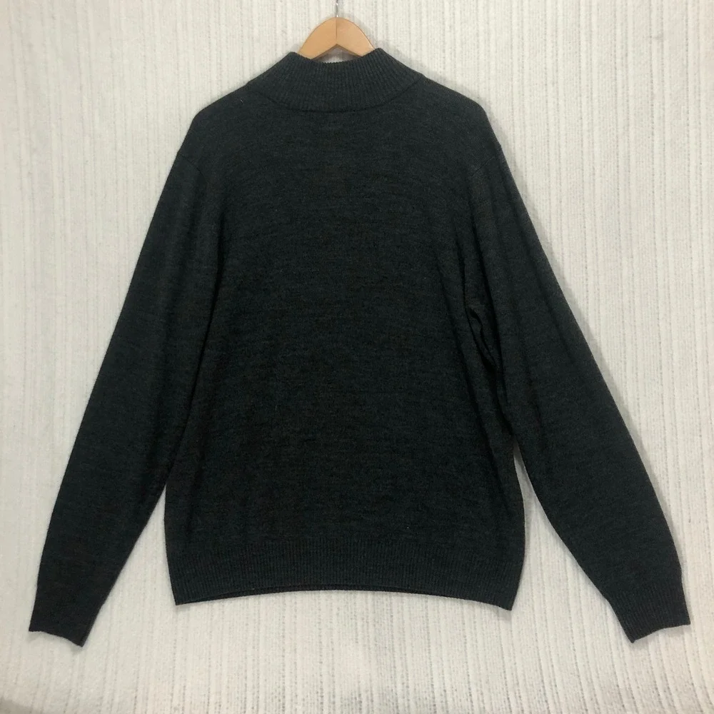Tricots Raphael Quarter Zip Pullover Sweater Mock Neck Gray‎ XXL